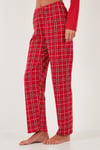 Pamuklu Regular Fit Baskılı Bisiklet Yaka Kadın Pijama Takımı 65723313 KIRMIZI