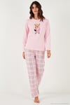 Pamuklu Regular Fit Baskılı Bisiklet Yaka Kadın Pijama Takımı 65723313 PUDRA