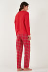 Pamuklu Regular Fit Baskılı Bisiklet Yaka Kadın Pijama Takımı 65723313 KIRMIZI
