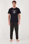 Pamuklu Regular Fit Baskılı Erkek Pijama Takımı 6096165 SİYAH