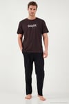 Pamuklu Regular Fit Baskılı Erkek Pijama Takımı 6096160 MÜRDÜM