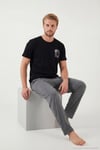 Pamuklu Regular Fit Baskılı Erkek Pijama Takımı 6096160 SİYAH