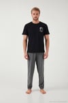 Pamuklu Regular Fit Baskılı Erkek Pijama Takımı 6096160 SİYAH