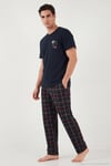 Pamuklu Regular Fit Baskılı Erkek Pijama Takımı 6096165 LACİVERT