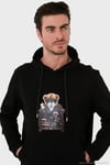 Pamuklu Regular Fit  Baskılı Kanguru Cepli Kapüşonlu Erkek Sweat 6141005B SİYAH