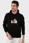 Pamuklu Regular Fit Baskılı Kanguru Cepli Kapüşonlu Erkek Sweat 6141004B SİYAH