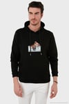 Pamuklu Regular Fit Baskılı Kanguru Cepli Kapüşonlu Erkek Sweat 6141004B SİYAH