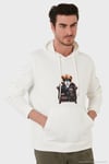 Pamuklu Regular Fit  Baskılı Kanguru Cepli Kapüşonlu Erkek Sweat 6141005B EKRU