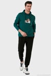 Pamuklu Regular Fit Baskılı Kanguru Cepli Kapüşonlu Erkek Sweat 6141004B PETROL