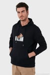 Pamuklu Regular Fit Baskılı Kanguru Cepli Kapüşonlu Erkek Sweat 6141004B LACİVERT