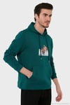 Pamuklu Regular Fit Baskılı Kanguru Cepli Kapüşonlu Erkek Sweat 6141004B PETROL