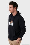 Pamuklu Regular Fit Baskılı Kanguru Cepli Kapüşonlu Erkek Sweat 6141004B LACİVERT