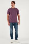 Pamuklu Regular Fit Bisiklet Yaka 3'lü Paket Erkek T Shirt 59020204S3 Siyah-Mürdüm-Açık Gri