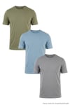Pamuklu Regular Fit Bisiklet Yaka 3'lü Paket Erkek T Shirt 59020204S3 Vizon Yeşil-Mavi-Açık Gri