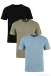 Pamuklu Regular Fit Bisiklet Yaka 3'lü Paket Erkek T Shirt 59020204S3 Siyah-Vizon Yeşili-Mavi