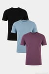 Pamuklu Regular Fit Bisiklet Yaka 3'lü Paket Erkek T Shirt 59020204S3 Siyah-Mürdüm-Mavi