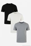Pamuklu Regular Fit Bisiklet Yaka 3'lü Paket Erkek T Shirt 59020204S3 Siyah-Açık Gri-Ekru