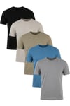Pamuklu Regular Fit Bisiklet Yaka 5'li Paket Erkek T Shirt 59020204S5 Siyah-Vizon Yeşili-Kül-Mavi-Açık Gri