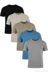 Pamuklu Regular Fit Bisiklet Yaka 5'li Paket Erkek T Shirt 59020204S5 Siyah-Vizon Yeşili-Kül-Mavi-Açık Gri