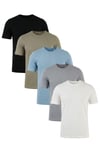 Pamuklu Regular Fit Bisiklet Yaka 5'li Paket Erkek T Shirt 59020204S5 Siyah-Vizon Yeşili-Mavi-Açık Gri-Ekru