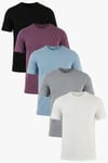 Pamuklu Regular Fit Bisiklet Yaka 5'li Paket Erkek T Shirt 59020204S5 Siyah-Mürdüm-Mavi-Açık Gri-Ekru