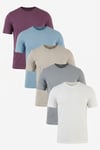 Pamuklu Regular Fit Bisiklet Yaka 5'li Paket Erkek T Shirt 59020204S5 Mürdüm-Kül-Mavi-Açık Gri-Ekru