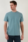 Pamuklu Regular Fit Bisiklet Yaka Basic Erkek T Shirt 5902387 MAVİ