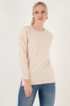 Pamuklu Regular Fit Bisiklet Yaka Basic Kadın Sweat 5863569 TAŞ
