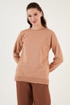 Pamuklu Regular Fit Bisiklet Yaka Basic Kadın Sweat 5863569 BİSKÜVİ