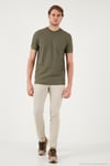 Pamuklu Regular Fit Bisiklet Yaka Basic Erkek T Shirt 5902387 HAKİ