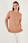 Pamuklu Regular Fit Bisiklet Yaka Basic Kadın Sweat 5863569 BİSKÜVİ