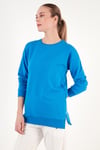 Pamuklu Regular Fit Bisiklet Yaka Basic Kadın Sweat 5863569 TURKUAZ