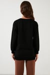 Pamuklu Regular Fit Bisiklet Yaka Basic Kadın Sweat 5863569 SİYAH
