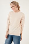 Pamuklu Regular Fit Bisiklet Yaka Basic Kadın Sweat 5863569 TAŞ