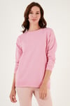 Pamuklu Regular Fit Bisiklet Yaka Basic Kadın Sweat 5863569 Şeker Pembe