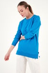 Pamuklu Regular Fit Bisiklet Yaka Basic Kadın Sweat 5863569 TURKUAZ