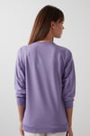 Pamuklu Regular Fit Bisiklet Yaka Basic Kadın Sweat 5863569 LİLA