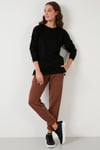 Pamuklu Regular Fit Bisiklet Yaka Basic Kadın Sweat 5863569 SİYAH