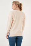 Pamuklu Regular Fit Bisiklet Yaka Basic Kadın Sweat 5863569 TAŞ