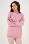 Pamuklu Regular Fit Bisiklet Yaka Basic Kadın Sweat 5863569 Şeker Pembe
