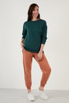 Pamuklu Regular Fit Bisiklet Yaka Basic Kadın Sweat 5863569 NEFTİ