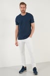 Pamuklu Regular Fit Bisiklet Yaka Basic Erkek T Shirt 5902387 İNDİGO