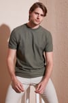 Pamuklu Regular Fit Bisiklet Yaka Basic Erkek T Shirt 5902387 HAKİ