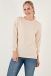 Pamuklu Regular Fit Bisiklet Yaka Basic Kadın Sweat 5863569 TAŞ