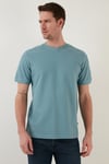 Pamuklu Regular Fit Bisiklet Yaka Basic Erkek T Shirt 5902387 MAVİ