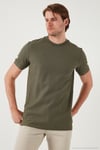 Pamuklu Regular Fit Bisiklet Yaka Basic Erkek T Shirt 5902387 HAKİ