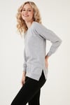 Pamuklu Regular Fit Bisiklet Yaka Basic Kadın Sweat 5863569 GRİ MELANJ