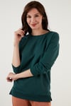 Pamuklu Regular Fit Bisiklet Yaka Basic Kadın Sweat 5863569 NEFTİ
