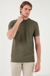 Pamuklu Regular Fit Bisiklet Yaka Basic Erkek T Shirt 5902387 HAKİ