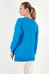 Pamuklu Regular Fit Bisiklet Yaka Basic Kadın Sweat 5863569 TURKUAZ
